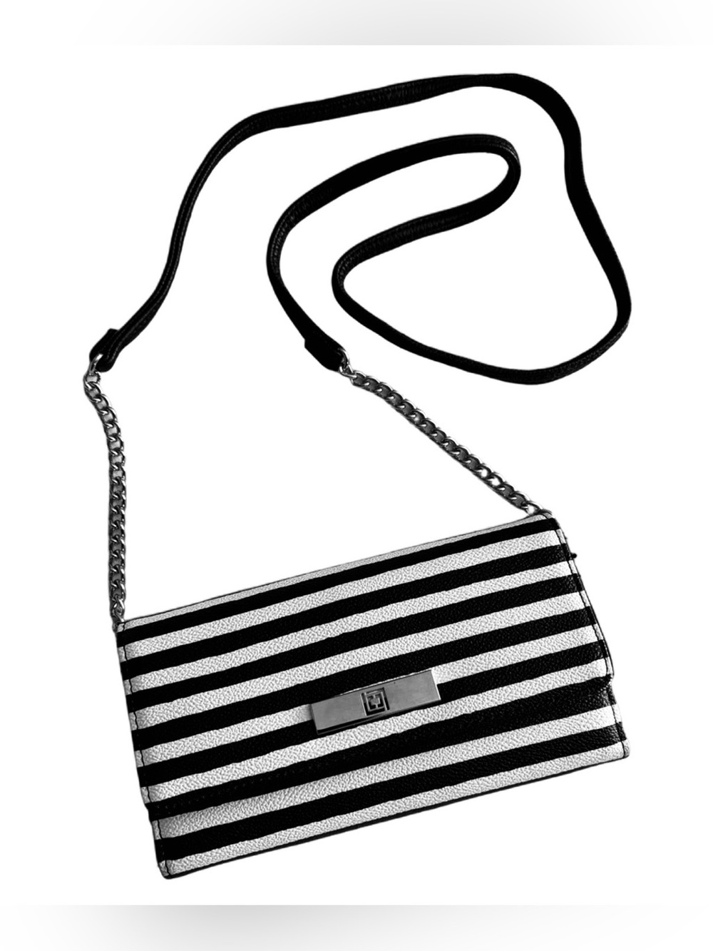 Black & White Stripe Wallet Style Clutch, Crossbody or Shoulder Bag NWOTs